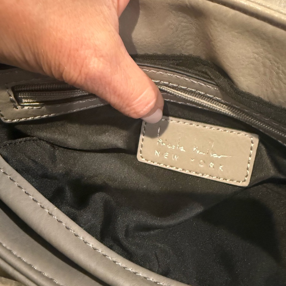 Nicole Miller Gray Leather Crossbody Bag with Adjustable Strap - Picture 2 of 7